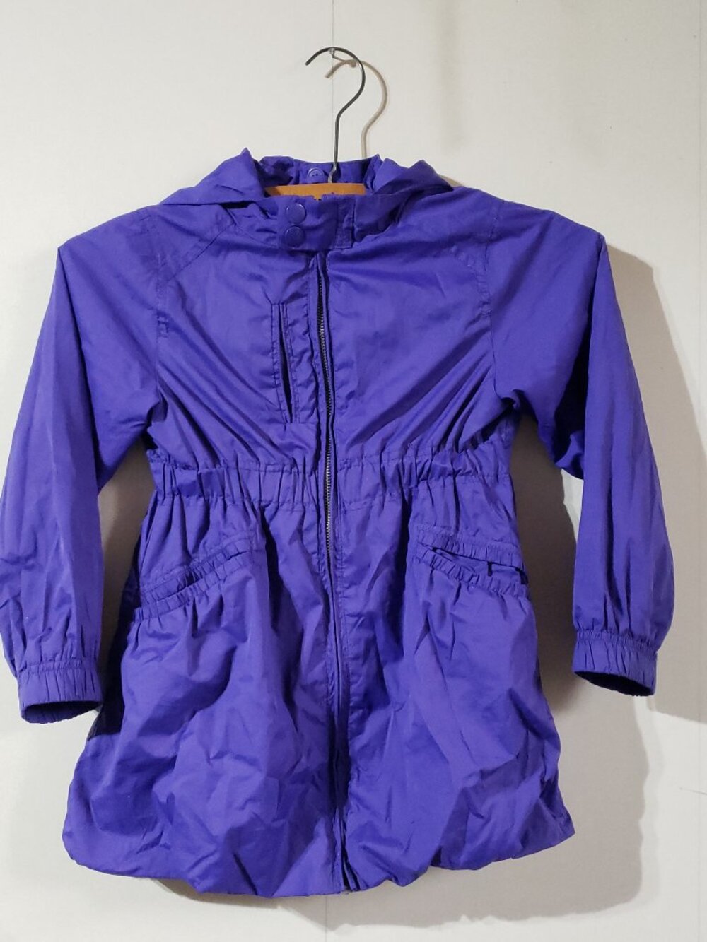 Joe Fresh Girls Purple Hooded Spring Windbreaker Lightweight Lined Coat, XS 4/5